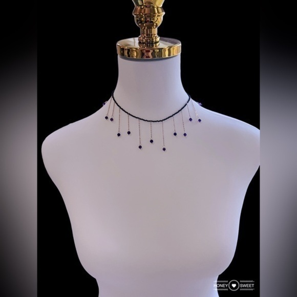 14K GP Amethyst Choker Necklace - Picture 4 of 11